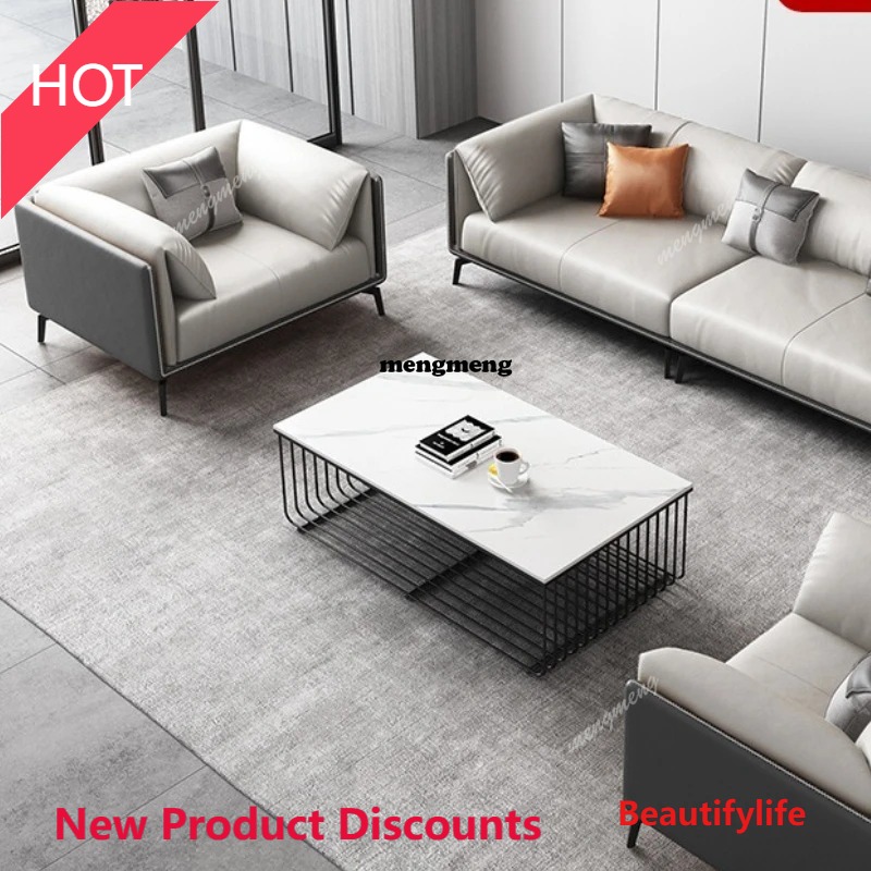 Office Furniture Luxury - 03A Skórzane sofy biurowe z bydlęcej