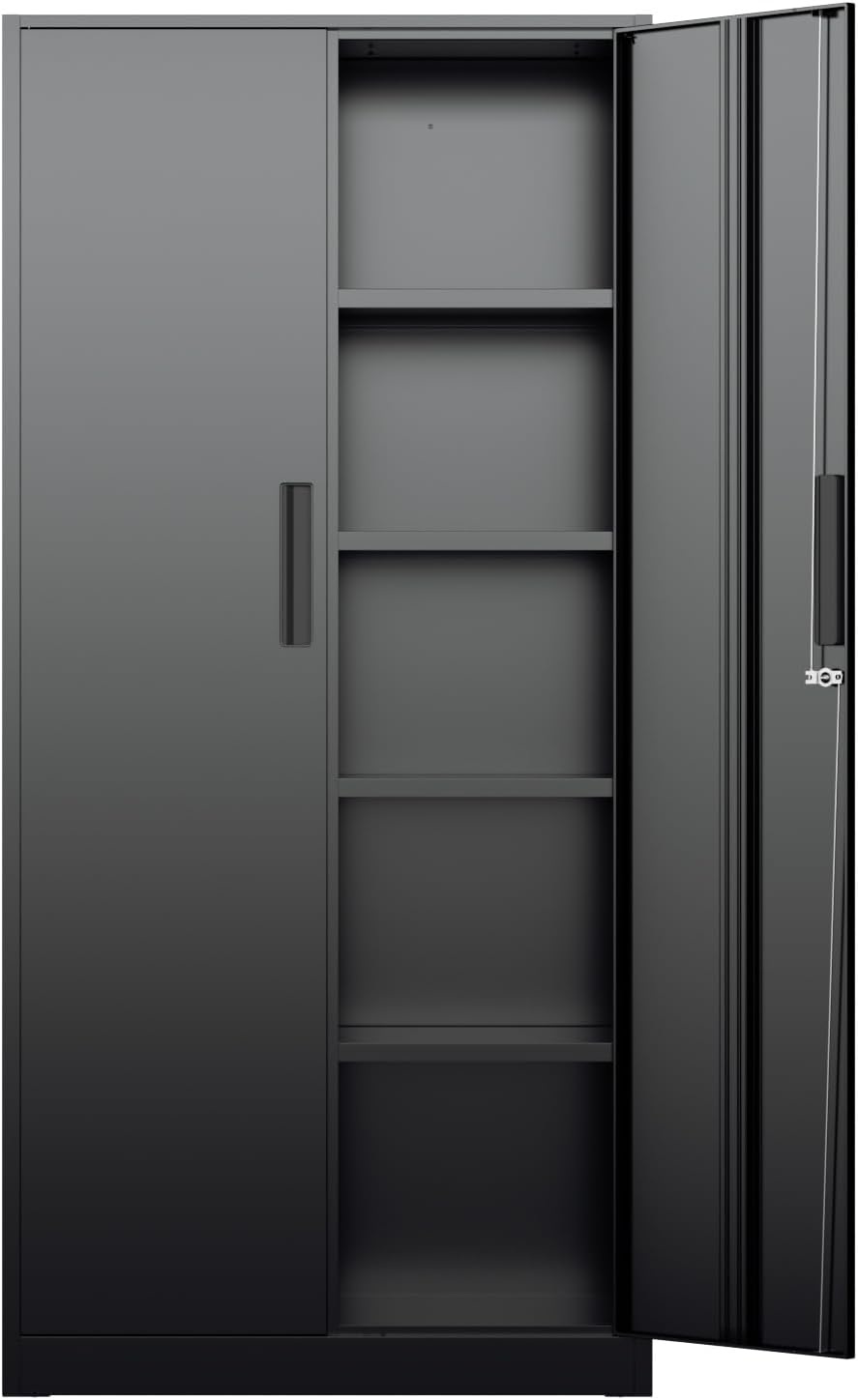 Office Storage Cabinet - Wysoka metalowa szafa magazynowa, zamykana stalowa